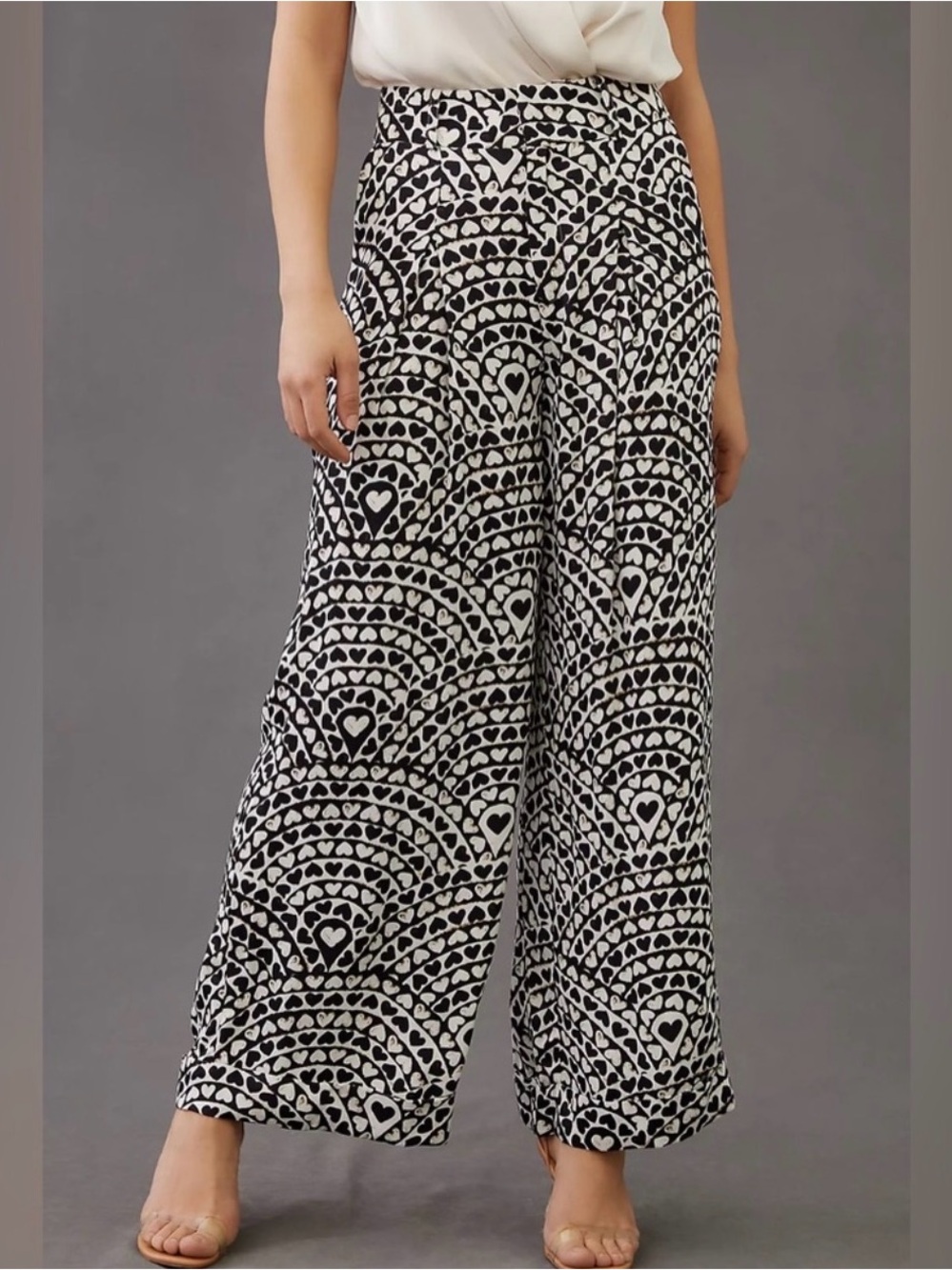 Farm Rio Wide Leg Printed Palazzo Pants - Black & White